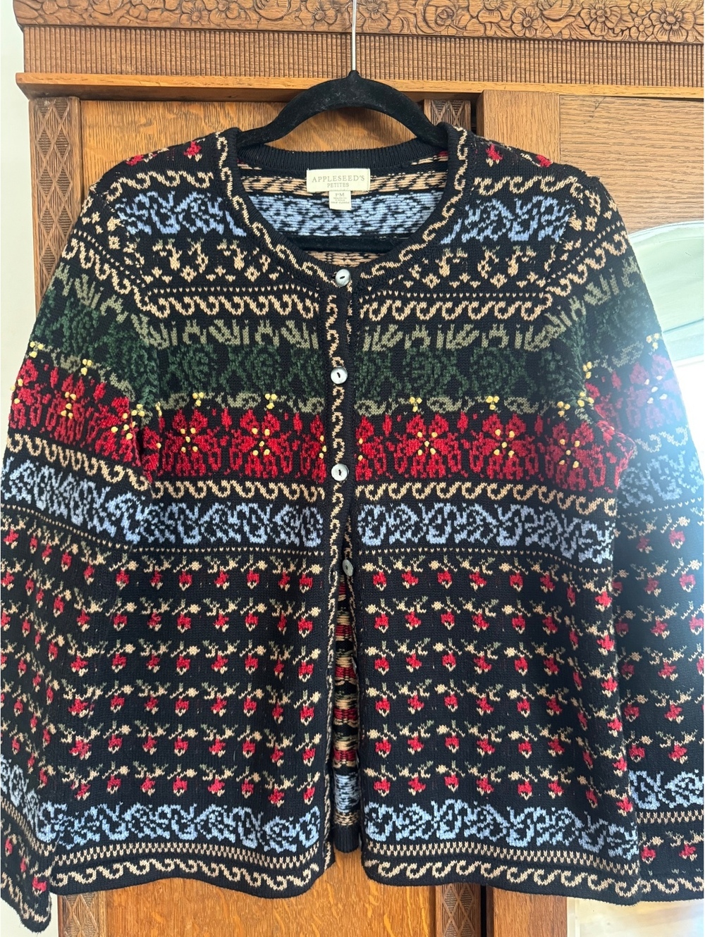 Appleseed's Cottagecore Petites Women's Patterned Knit Cardigan PM